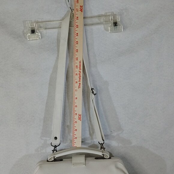 Maison Blanche White Pebbled Leather Purse NWT Handle & Shoulder Strap Vtg OOB - Picture 11 of 15